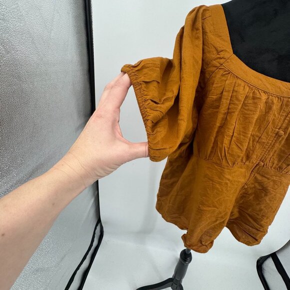 Old Navy Peasant Blouse Womens XXL NEW Smocked Back‎ Puff Sleeves Button Front - Picture 3 of 8